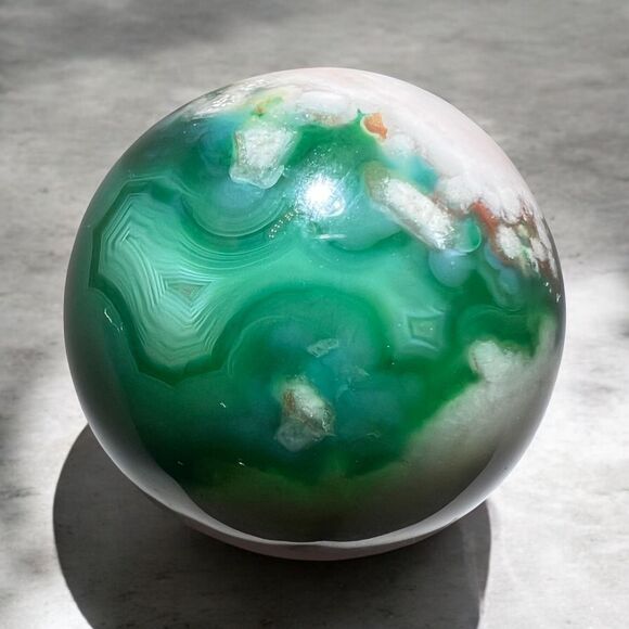 Other - Green Flower‎ Agate Crystal Sphere